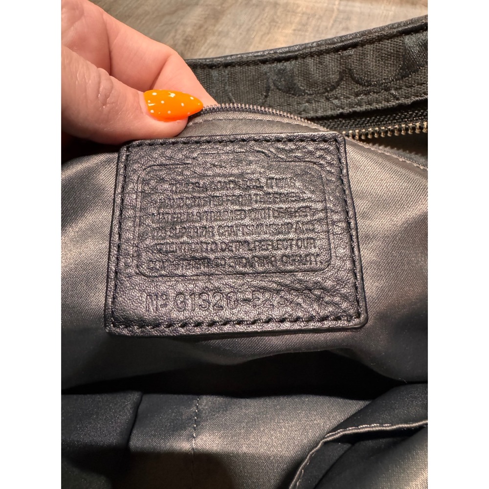 Coach Signature Black Canvas Leather Tote Shoulder Bag - Picture 3 of 9